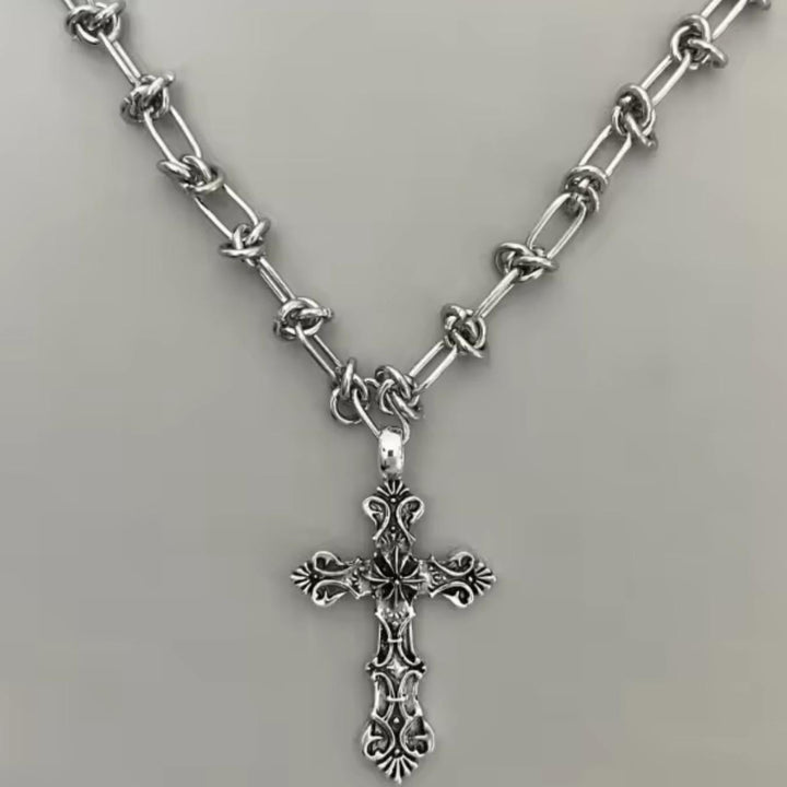Punk-Style Cross Pendant Necklace