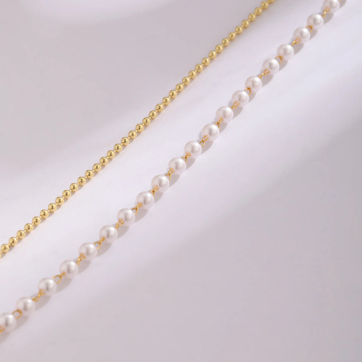 Pearl Beaded Layered Anklet