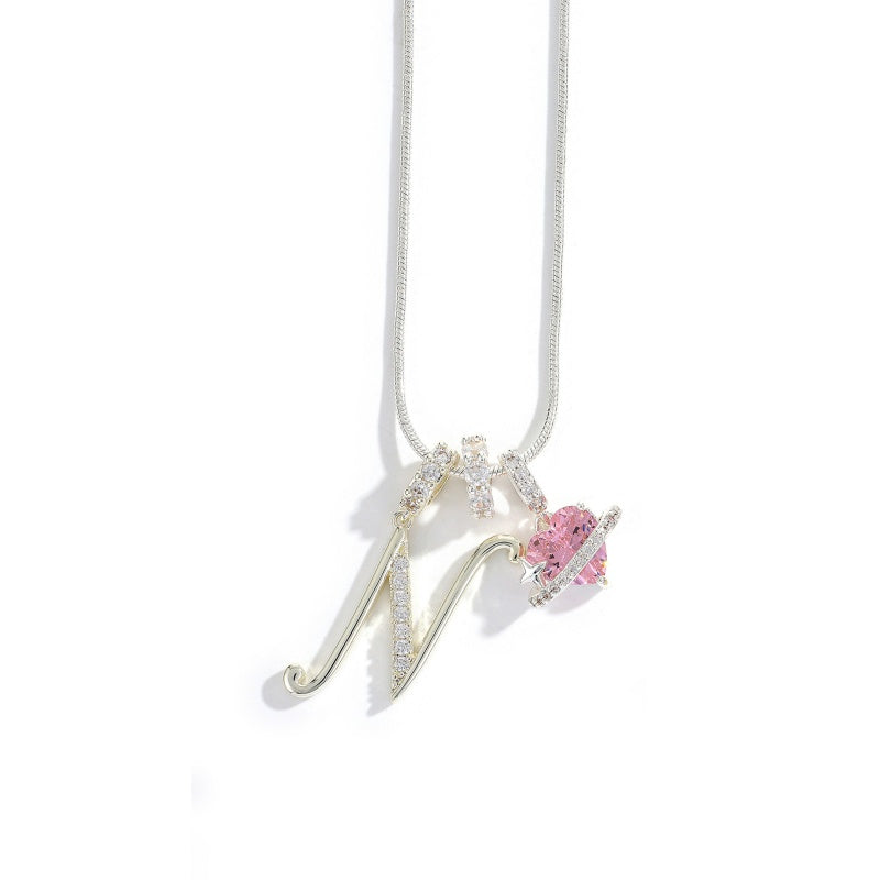 Initial Letter Heart Pendant Necklace