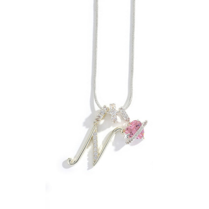 Initial Letter Heart Pendant Necklace