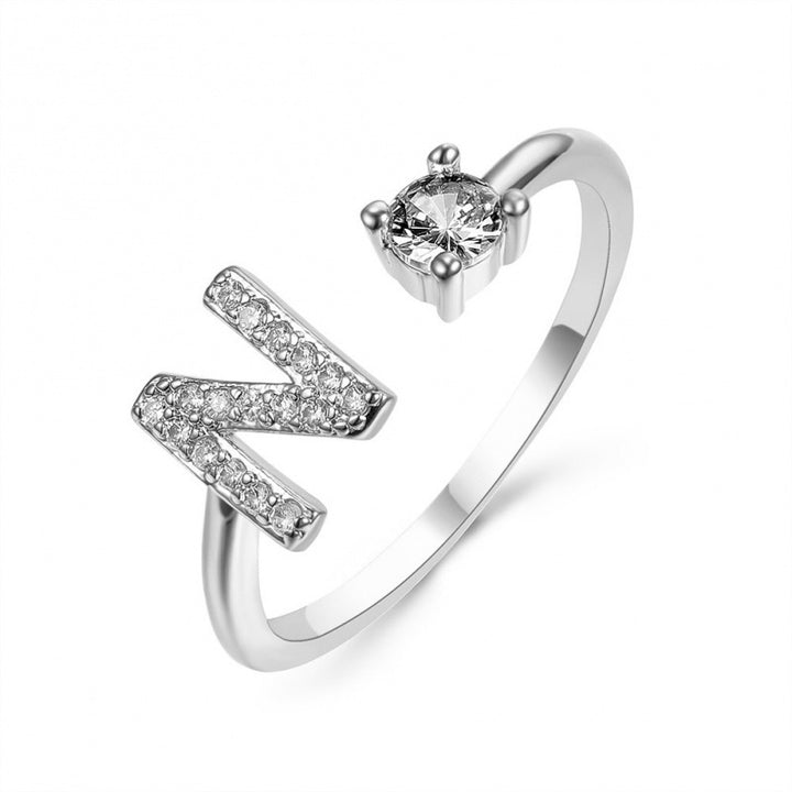 Elegant Initial Open Ring with Zircon
