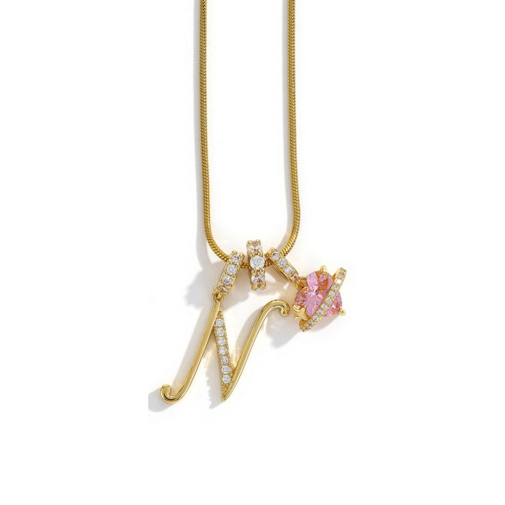 Initial Letter Heart Pendant Necklace