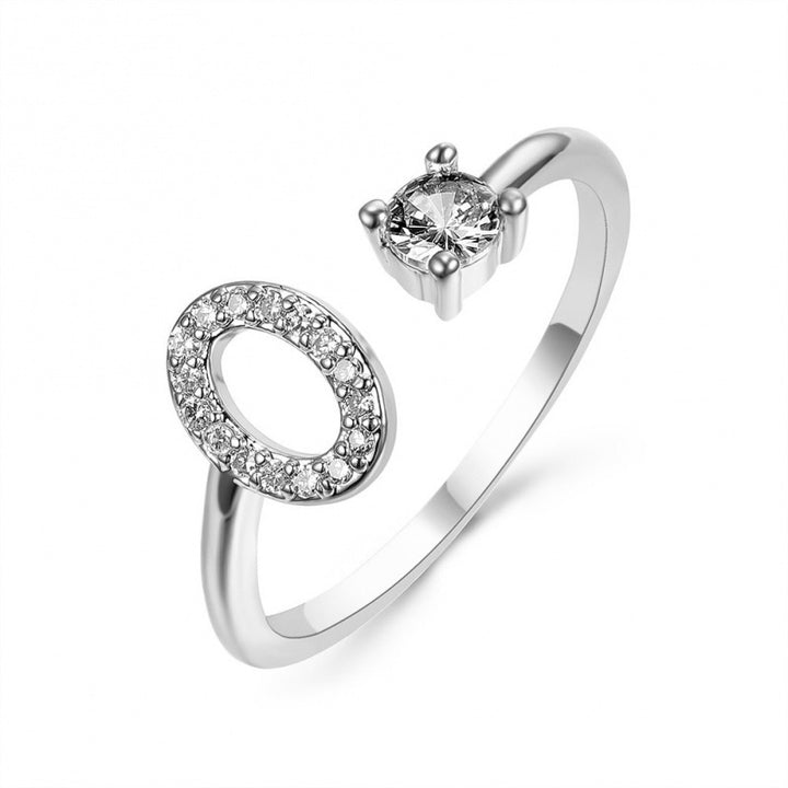 Elegant Initial Open Ring with Zircon