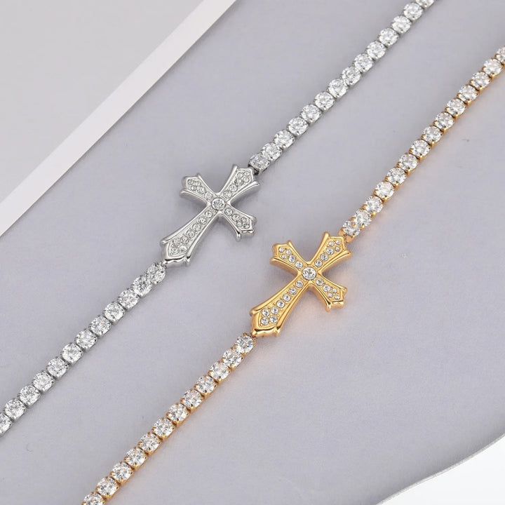 Blingy Cross Tennis Bracelet