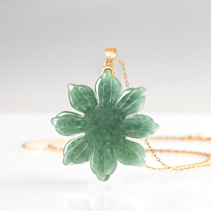 Green Crystal Sun Flower Necklace