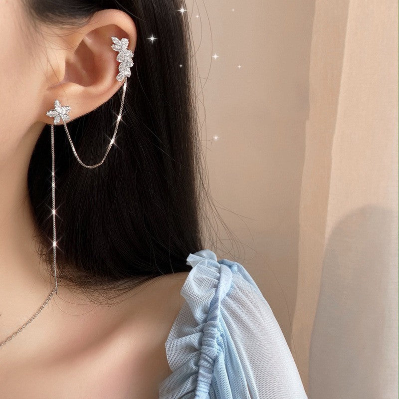 Sparkling Flower Ear Cuff Earrings