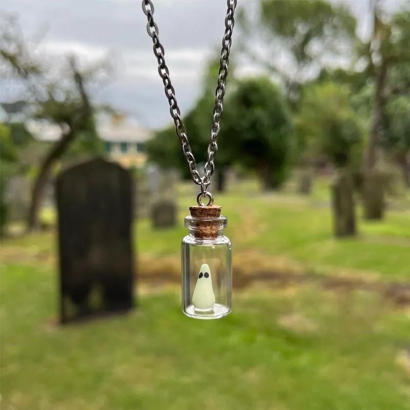 Glow Ghost Bottle Halloween Jewelry Set