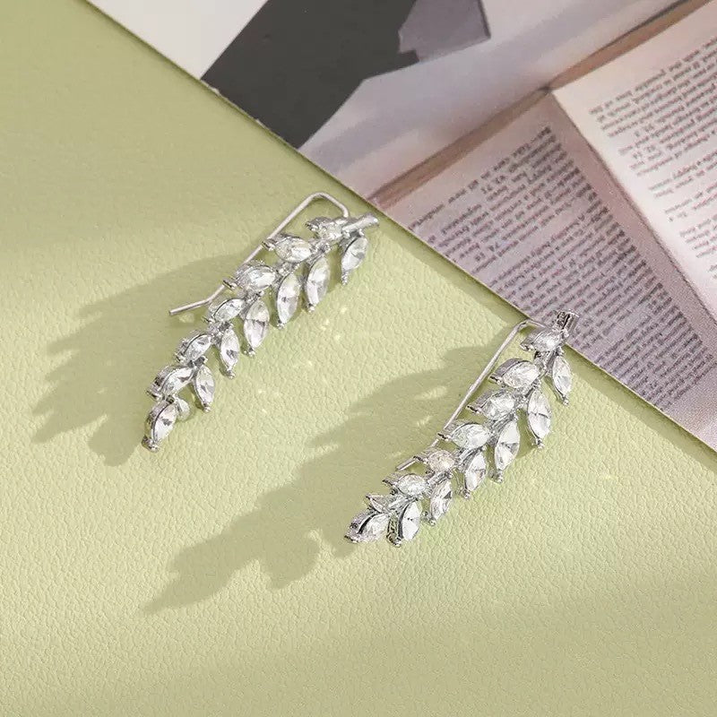 Sparkling Zircon Wheat Ear Hook Earrings