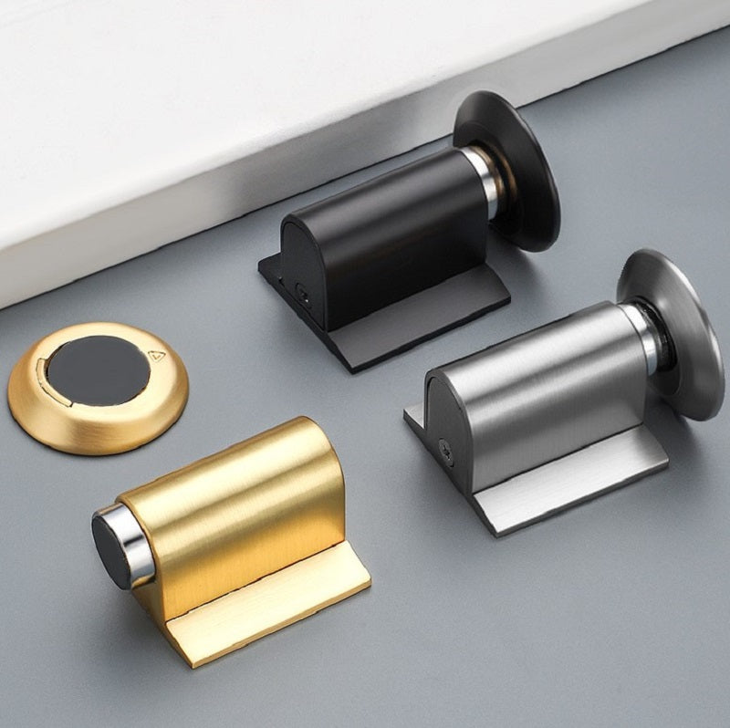 Drill-free zinc alloy windproof double magnetic door stopper