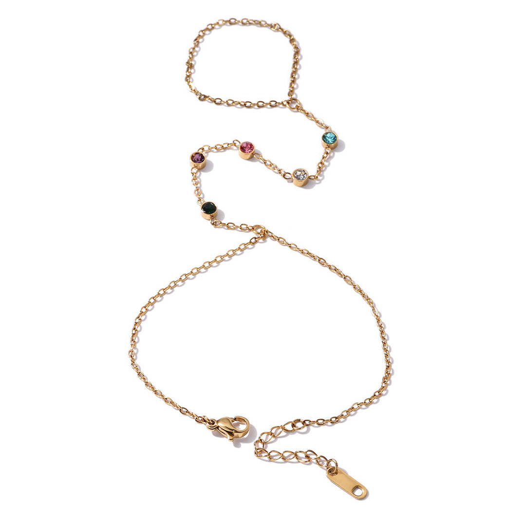 Luxury Color Zircon Circle Linked Finger Bracelet