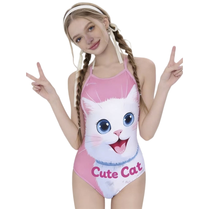 Cat Print One Piece Swimsuit