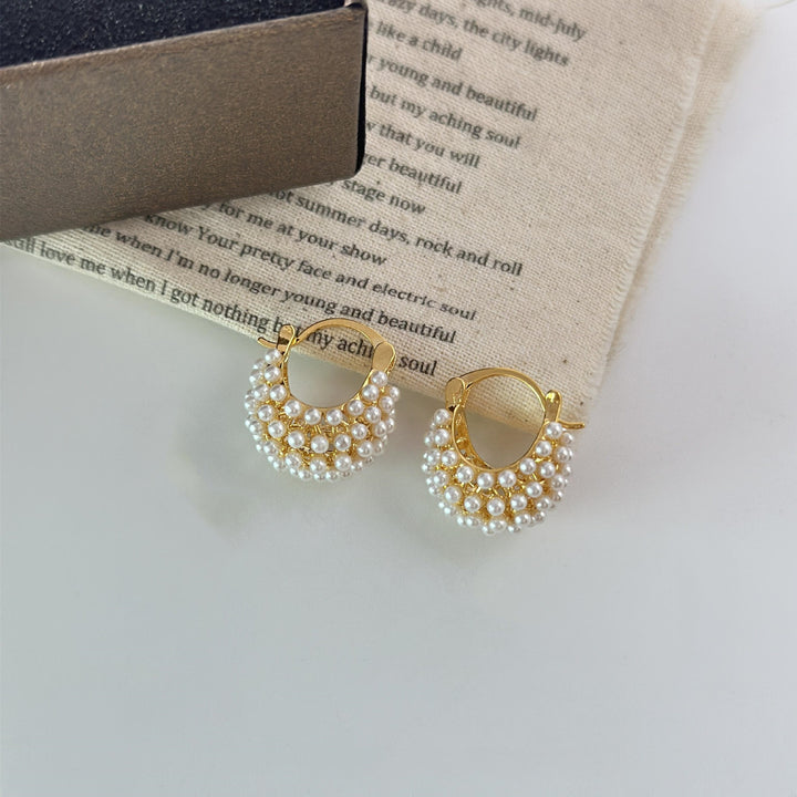 Dainty Pearl Cluster Huggie Earrings