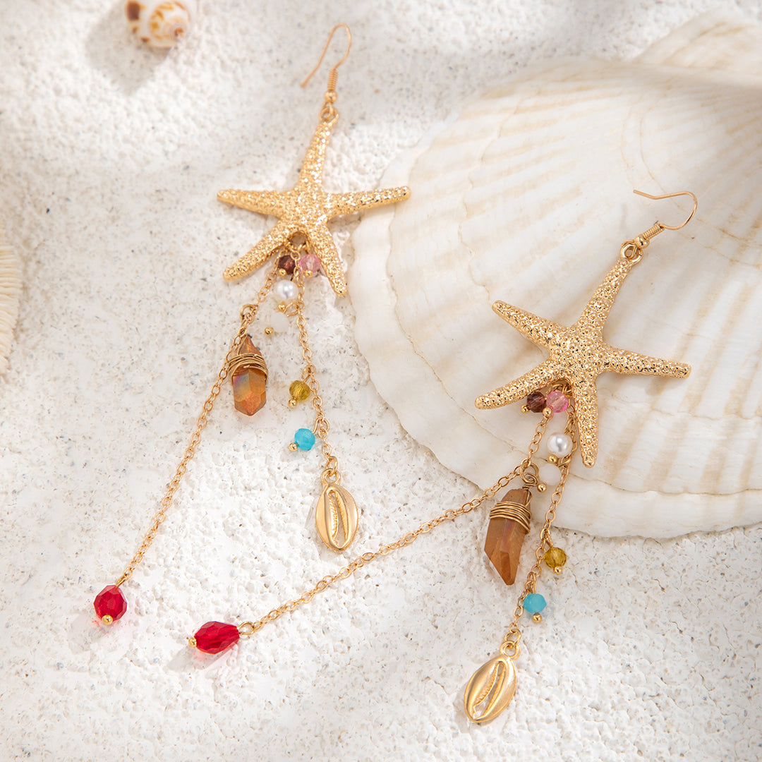Long Layer Starfish Earrings Summer Outings