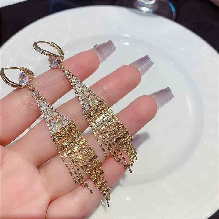 Evening Long Tassel Dangle Earrings
