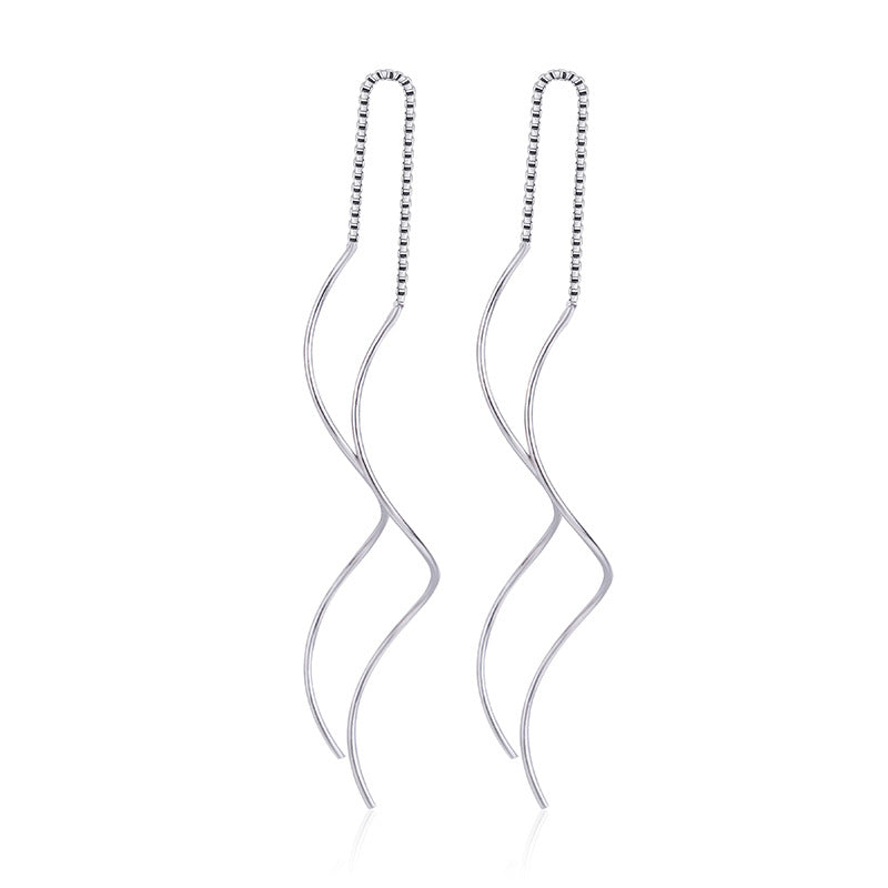 Sculpted Wave Threader Earrings