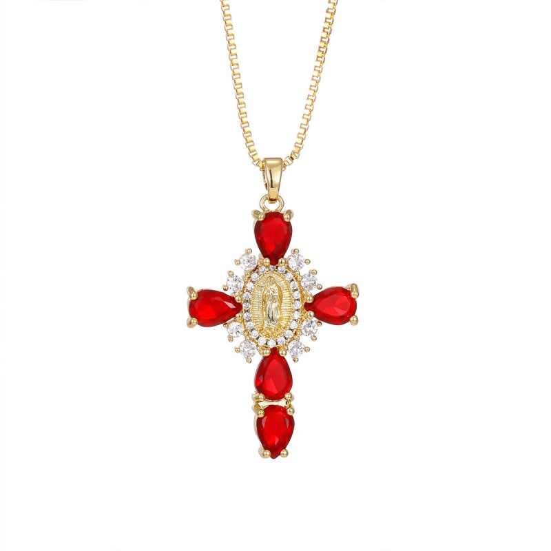 Virgen Mary Cross Necklace  with Unique
