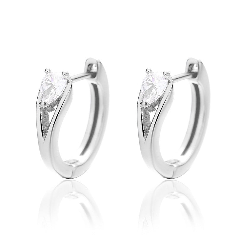 Teardrop Zircon Twisted Huggie Hoop Earrings