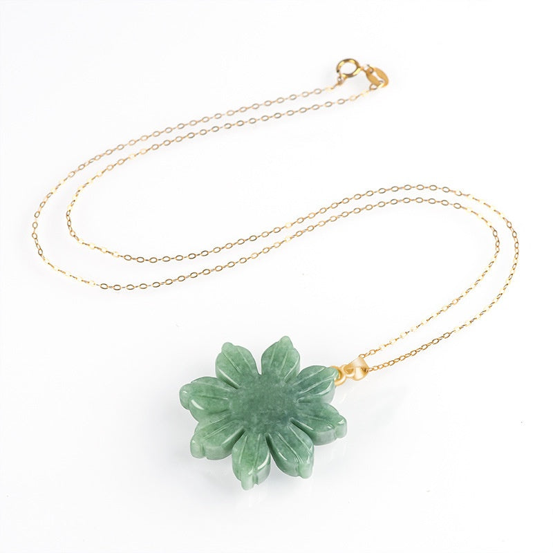 Green Crystal Sun Flower Necklace