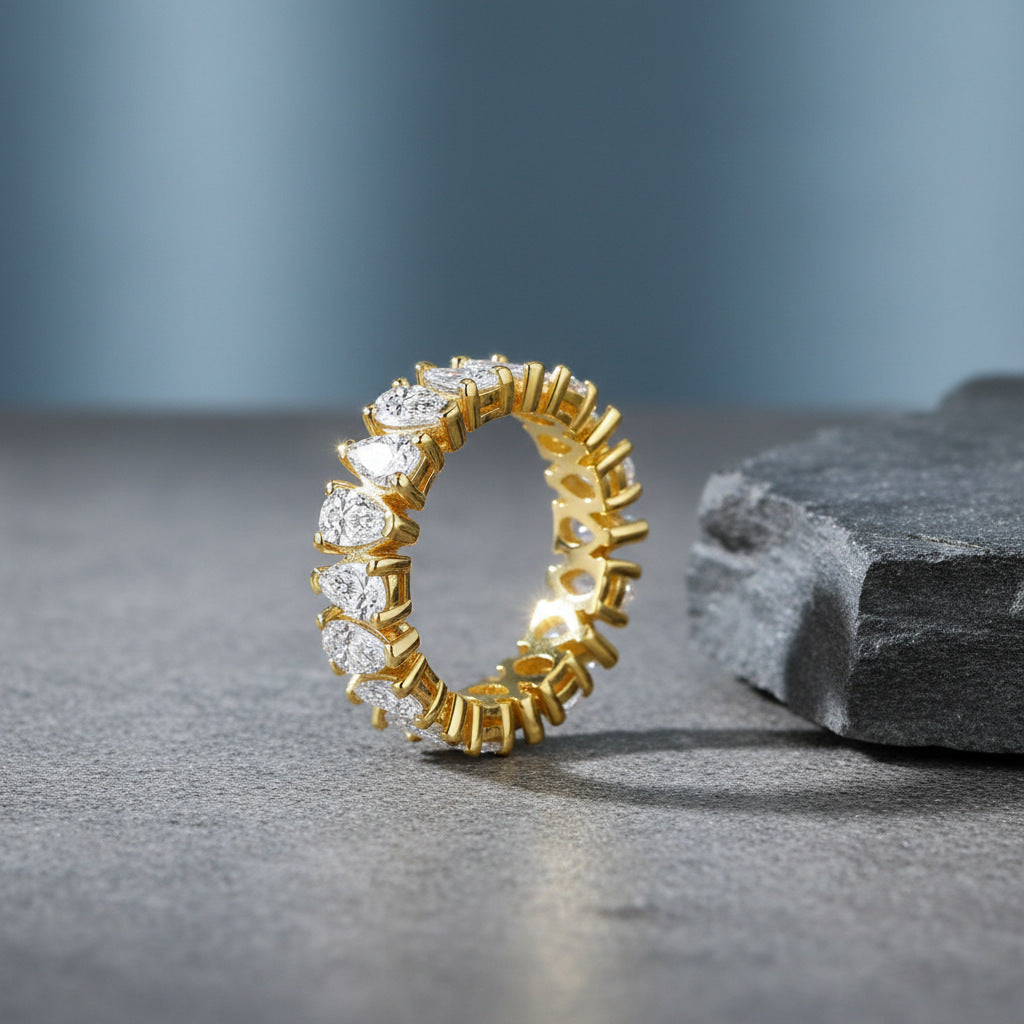 Pear Cut Moissanite Eternity Ring