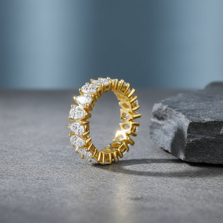 Pear Cut Moissanite Eternity Ring