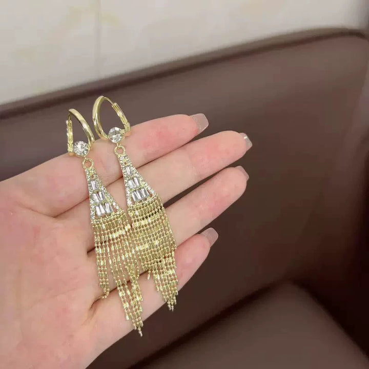Evening Long Tassel Dangle Earrings