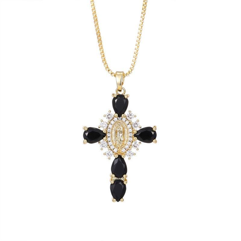 Virgen Mary Cross Necklace  with Unique