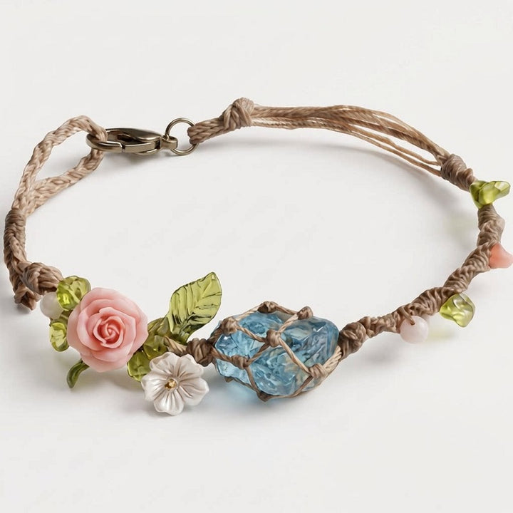 Handwoven Floral Crystal Bracelet