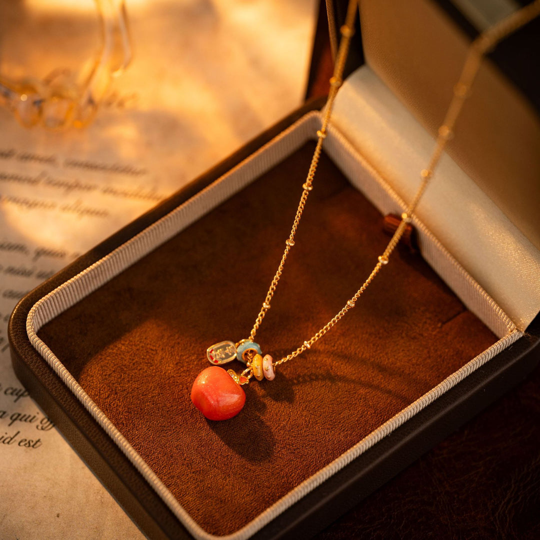 Sweet Apple Charm Necklace and Earrings