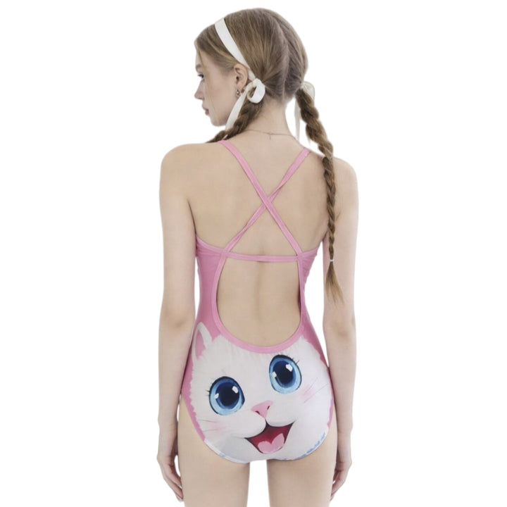 Cat Print One Piece Swimsuit