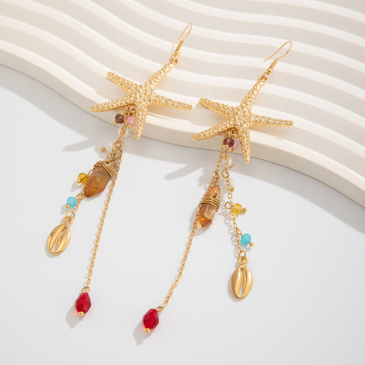 Long Layer Starfish Earrings Summer Outings