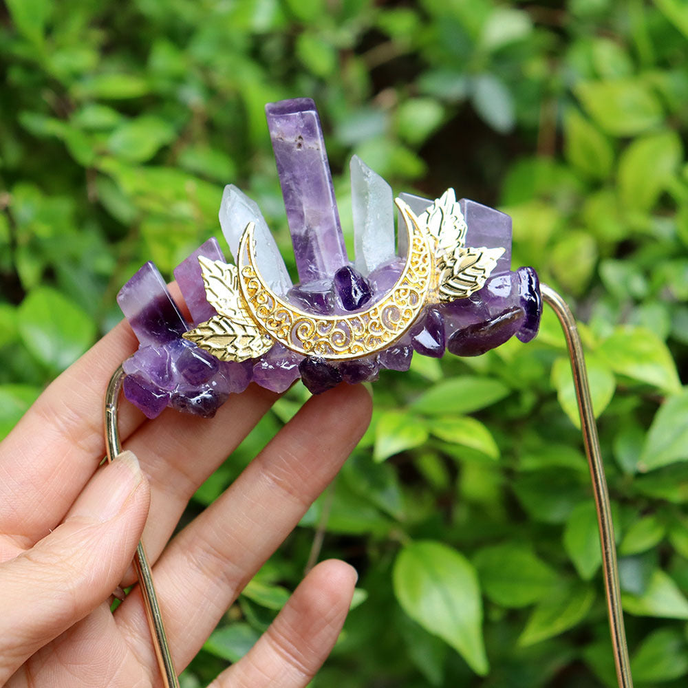 Handmade Raw Crystal Suit Pin And Hair Accessory