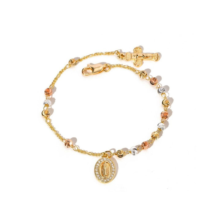 Brazalete virgen Multi-bead Cross Bracelet