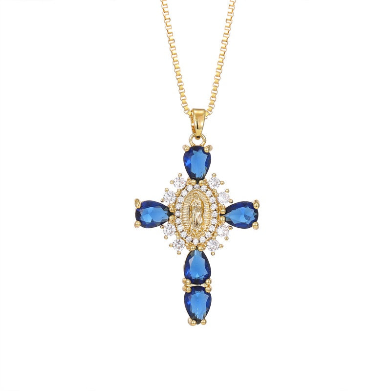 Virgen Mary Cross Necklace  with Unique