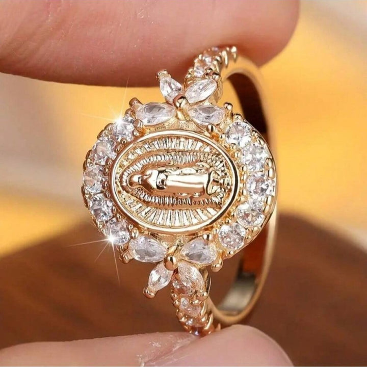 Virgin Mary Halo Crystal Ring
