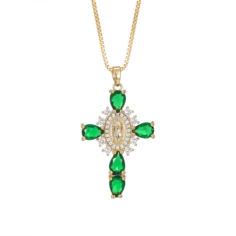 Virgen Mary Cross Necklace  with Unique