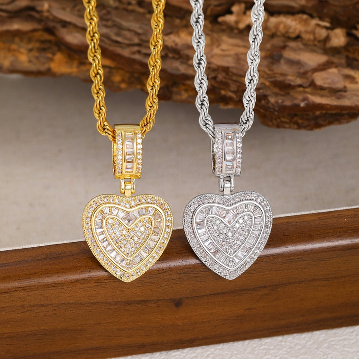 Pave Heart Zircon Necklace Earring Set