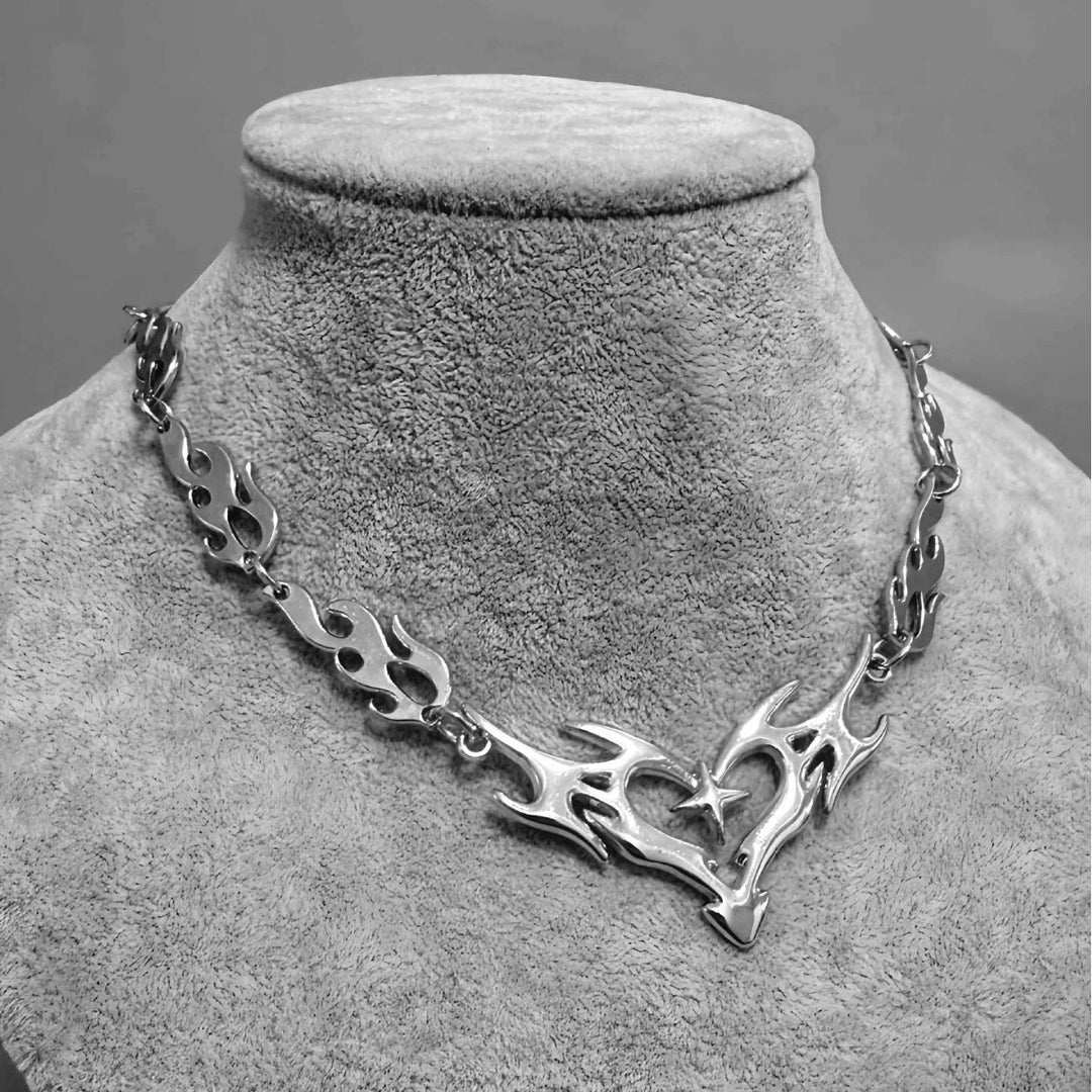 Thorn Heart Flame Statement Necklace