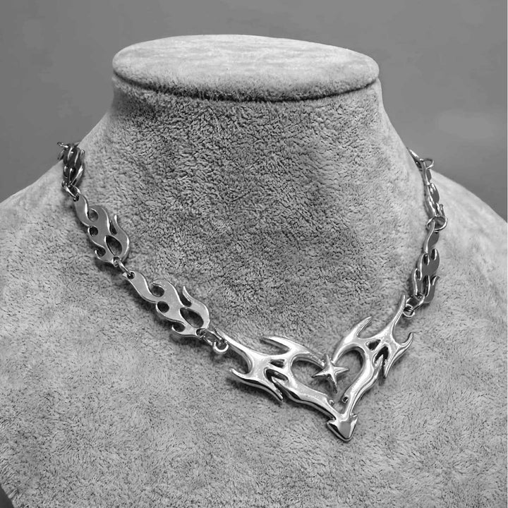 Thorn Heart Flame Statement Necklace
