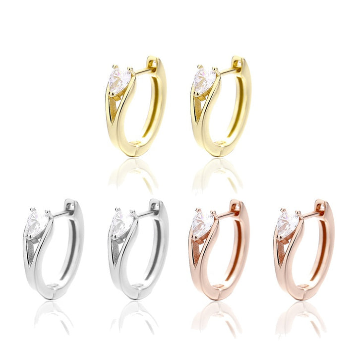 Teardrop Zircon Twisted Huggie Hoop Earrings