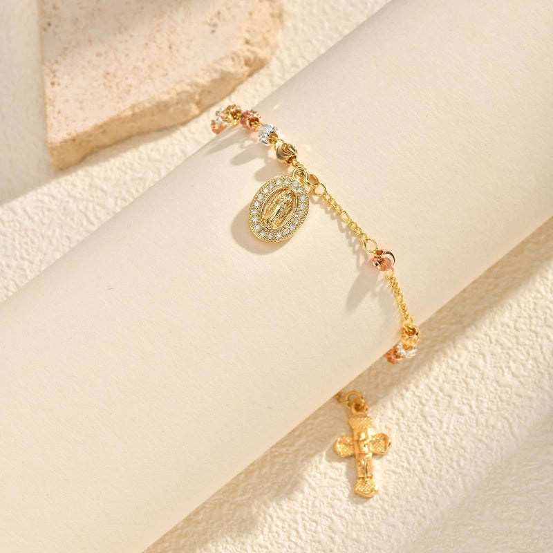 Brazalete virgen Multi-bead Cross Bracelet