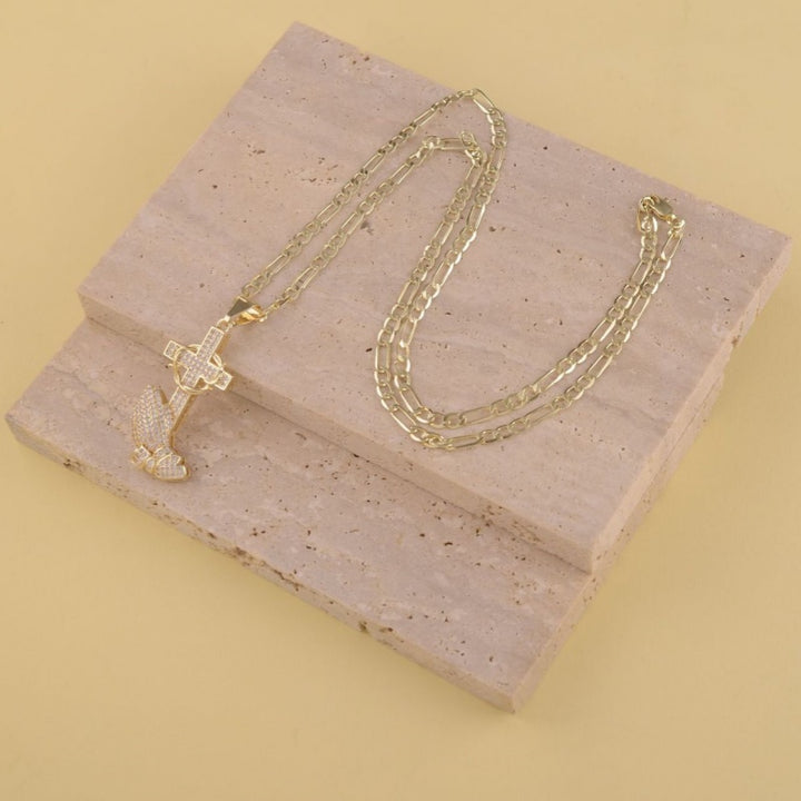 Praying Hand Cross with Zirconia