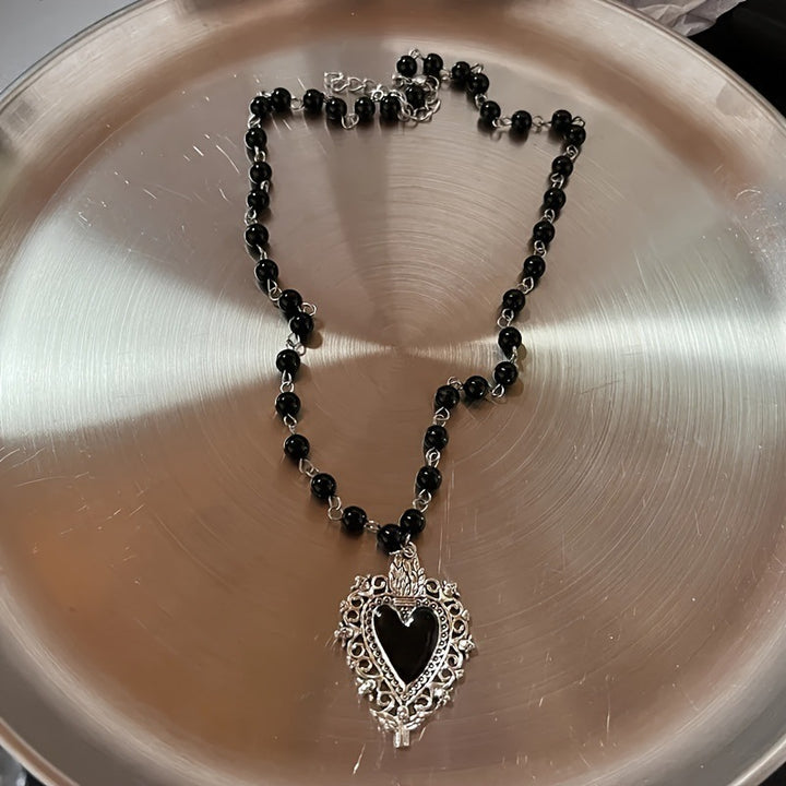Gothic Heart Pendant Necklace Set