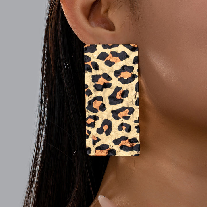 Large Leopard Starburst Earrings Party Wear