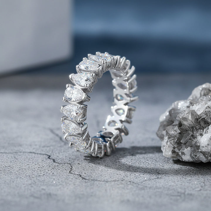 Pear Cut Moissanite Eternity Ring