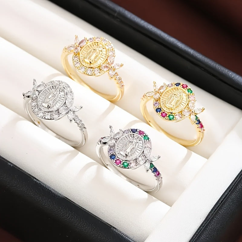 Virgin Mary Halo Crystal Ring