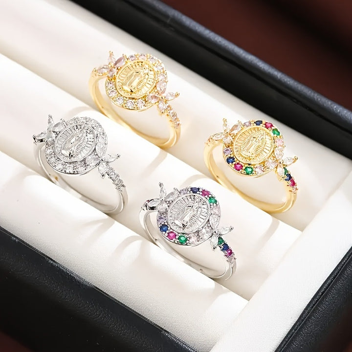 Virgin Mary Halo Crystal Ring