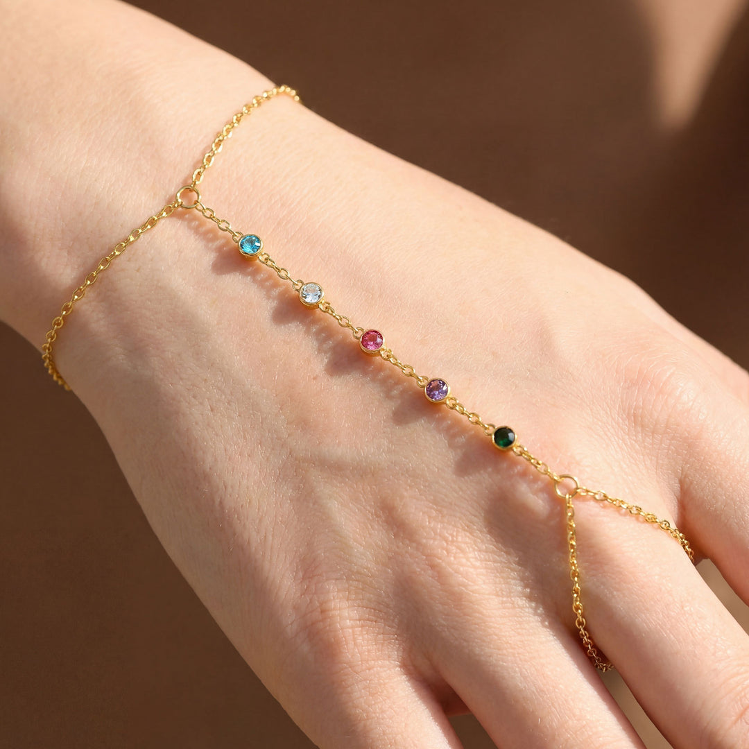 Luxury Color Zircon Circle Linked Finger Bracelet