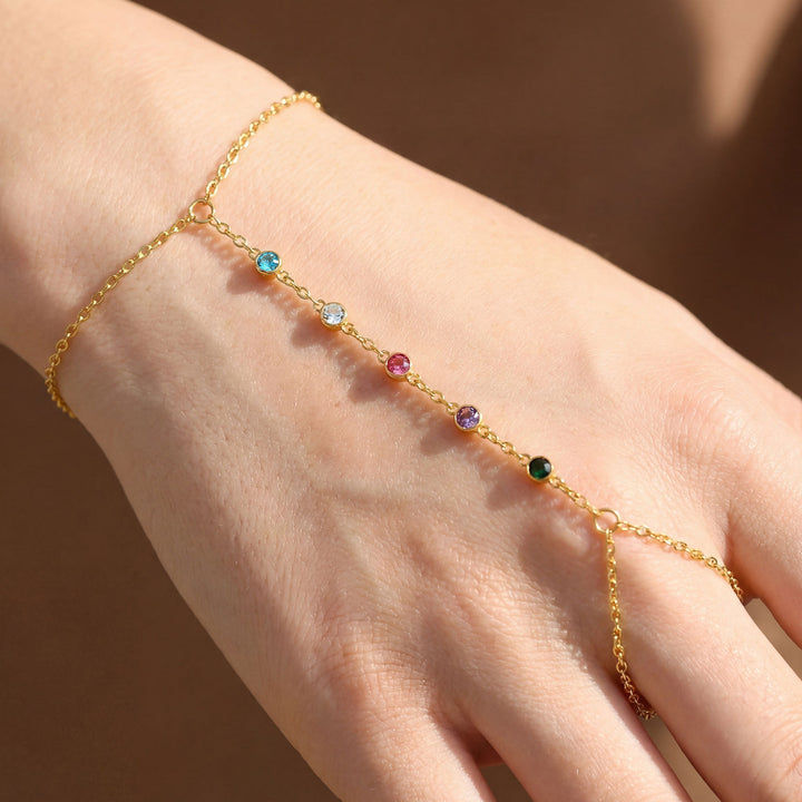 Luxury Color Zircon Circle Linked Finger Bracelet