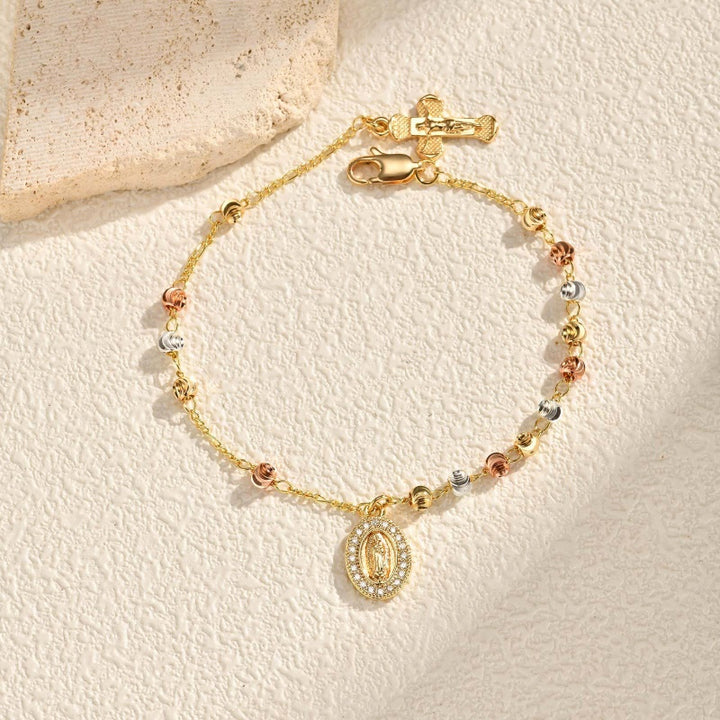 Brazalete virgen Multi-bead Cross Bracelet