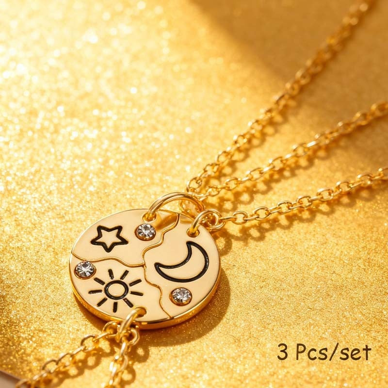 Best Friend Puzzle Necklace Set Trio